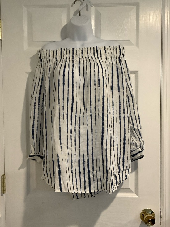 Polo Ralph Lauren Tops - NWT POLO RALPH LAUREN Blue/White 100% Linen Coastal Grandma Beach Resort Top L